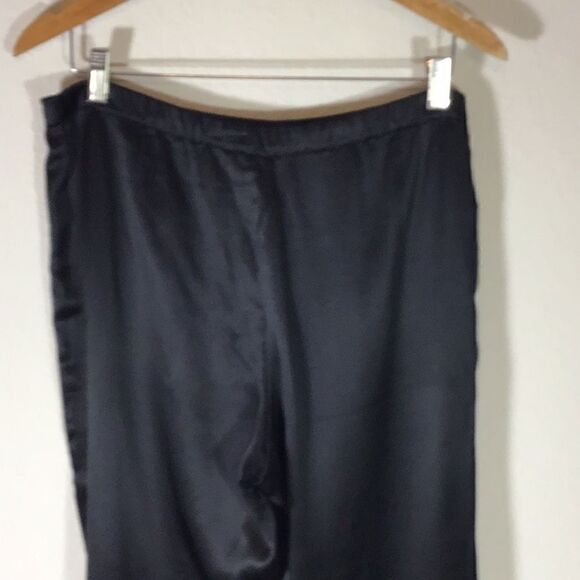 Mary Jo Bruno Neiman Marcus Pants Black Silk Loungewear Elastic Waist Size 12P - Picture 3 of 12